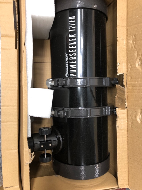 Photo 1 of Celestron – PowerSeeker 127EQ Telescope with Bonus Smartphone Adapter – Manual German Equatorial Telescope for Beginners – 127mm Newtonian Reflector Telescope - Included Astronomy Software Package