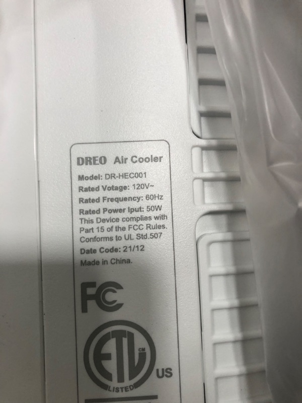 Photo 1 of Dreo Evaporative Air Cooler, 40" Tower Fans that Blow Cold Air, Cooling Fan with 80° Oscillating, Ice Packs, Touch and Remote Control, 3 Modes, 3-Speed Quiet Floor Fan, White, Large, DR-HEC001-N
