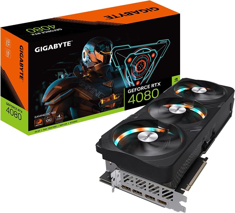 Photo 1 of Gigabyte GeForce RTX 4080 Gaming OC 16G Graphics Card, 3X WINDFORCE Fans, 16GB 256-bit GDDR6X, GV-N4080GAMING OC-16GD Video Card
