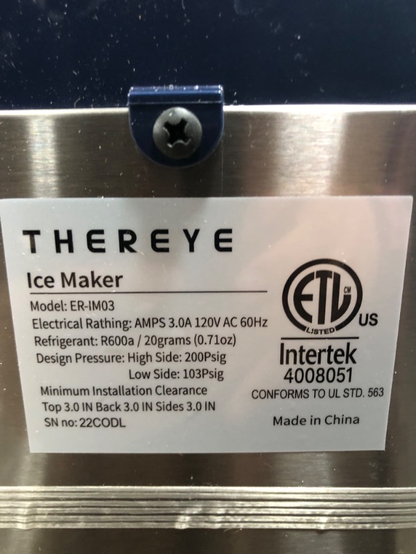 Photo 3 of  USED. Thereye Countertop Nugget Ice Maker, Pebble Ice Maker Machine, 30lbs Per Day, 2 Ways Water Refill, 3Qt Water Reservoir & Self-Cleaning, Stainless Steel Ice Machine for Home Office Bar Party
