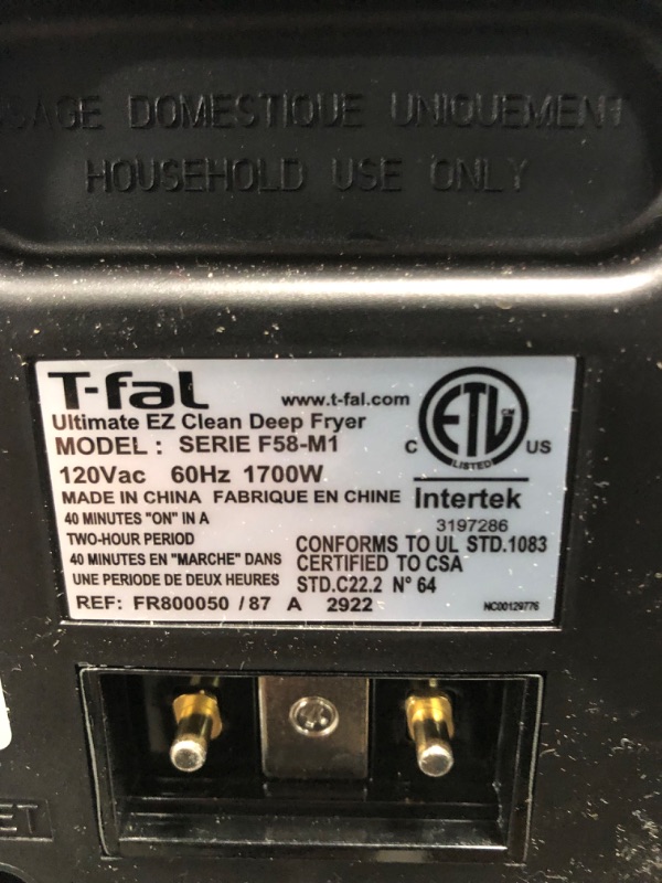 Photo 3 of  USED.T-Fal Ultimate EZ Clean Stainless Steel Deep Fryer with Basket 3.5 Liter Oil and 2.6 Pound Food Capacity 1700 Watts Easy Clean, Temp Control, Digital Timer, Oil Filtration, Dishwasher Safe Parts
