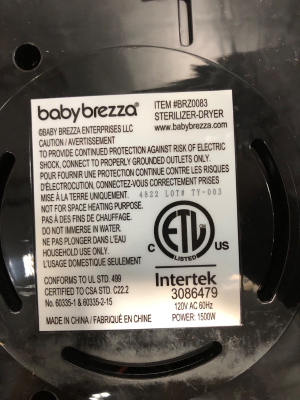 Photo 4 of  USED. Baby Brezza Superfast - Just 10 Minutes - Baby Bottle Sterilizer + Dryer - Electric Steam Sterilization – Universal Sterilizing for All Bottles: Plastic + Glass + Pacifiers + Breast Pump Parts
