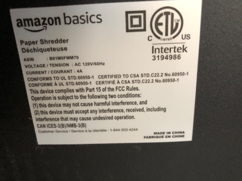 Photo 1 of Amazon Basics 15-Sheet Cross-Cut Paper, CD Credit Card Office Shredder 15 Sheet - original model Shredder