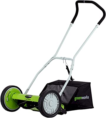 Photo 1 of NET TORN OFF SEAMS**Greenworks 16-Inch Reel Lawn Mower with Grass Catcher 25052,Black/Green