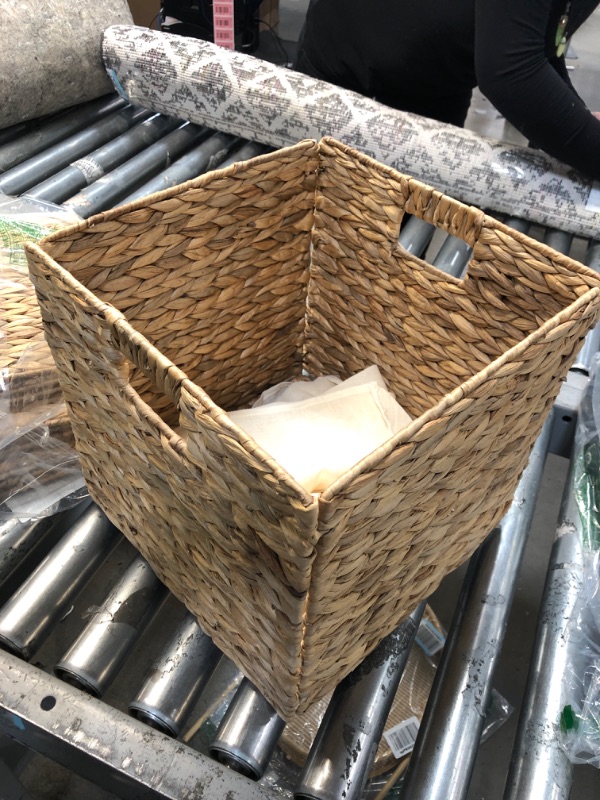 Photo 2 of 12" Foldable Hyacinth Storage Basket with Iron Wire Frame and Removable Liner By Trademark Innovations (Set of 4)
