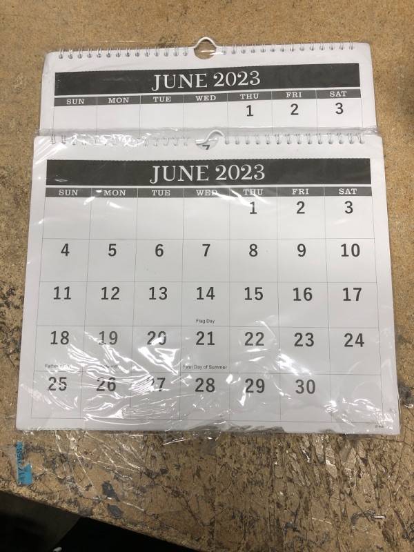 Photo 2 of 2-Pack Wall Calendar 2023-2024 - 3 Month Calendar Display(Folded in a Month), May 2023- June 2024, 11" x 26", Vertical Calendar 2023-2024 with Thick Paper, Large, Lay- Flat, Perfect for Organizing - Classic Black