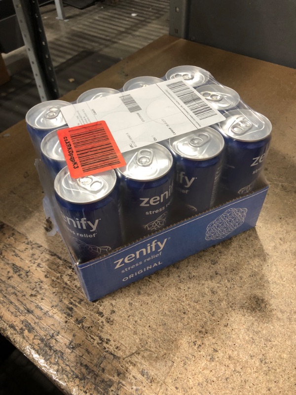 Photo 2 of *EXPIRE March 2023*
Zenify Original All Natural Sparkling Calming Stress Relief Beverage, Formula with L-Theanine, GABA, Vitamin B6, and Glycine, Non-GMO, Gluten-Free, Vegan, 12 Fl Oz, Pack of 12, (2010056)