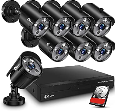 Photo 1 of XVIM 8CH 1080P Wired Security Camera System with 1TB Hard Drive, 8pcs HD Outdoor Home Surveillance Cameras Night Vision Remote Access Motion Alert
