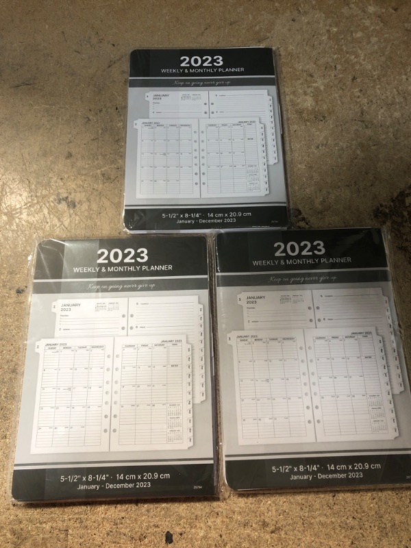 Photo 2 of 2023 Planner Refills - Planner Refills 2023, 2023 Weekly & Monthly Planner Refills, 2023 Planner Inserts, A5 Planner Refills, A5 Planner Inserts, 5-1/2" x 8-1/4", Jan.2023-Dec.2023, 7-Hole Punched - Gray (3 pck)