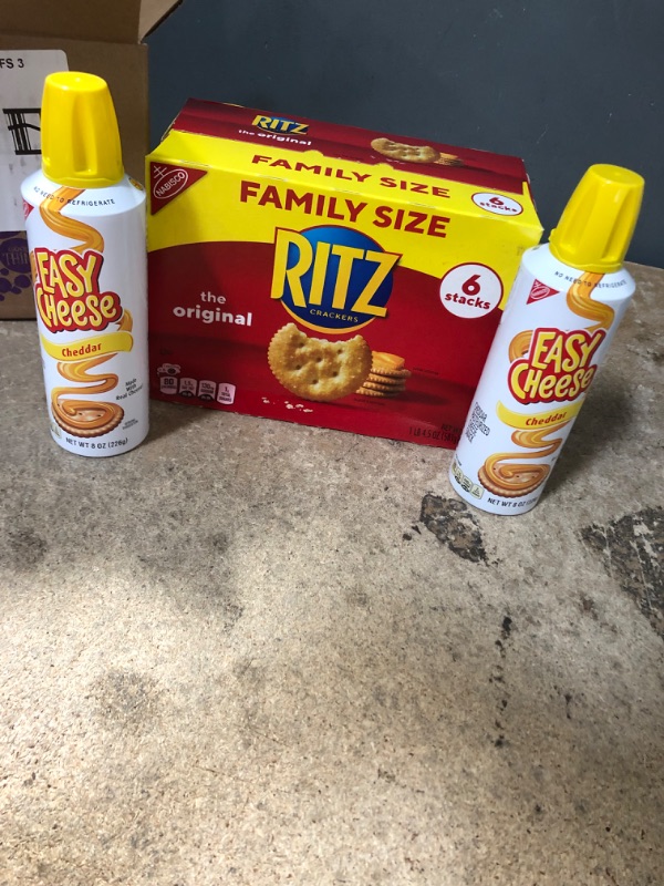 Photo 2 of *EXPIRE March & Apr 2023*
RITZ Original Crackers and Easy Cheese Cheddar Snack Variety Pack, 1 Family Size Box & 2 Cans