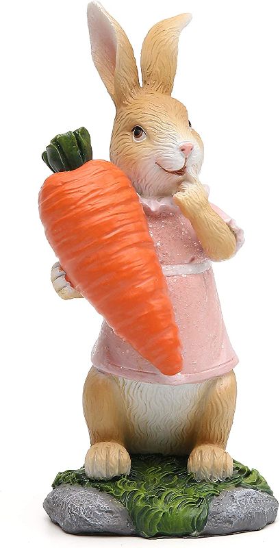 Photo 1 of 3pk- Polyresin Bunny with Carrot Decorations Spring Easter Decors Figurines Tabletopper Accessories for Party Home Holiday