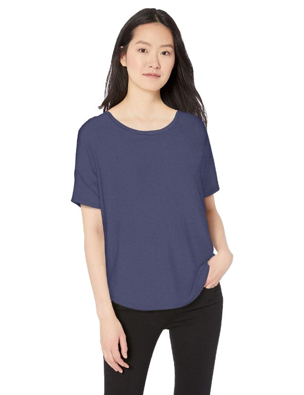 Photo 1 of Daily Ritual Women's Jersey Relaxed-Fit Short-Sleeve Drop-Shoulder Scoopneck T-Shirt Rayon Blend Medium Blue xlarge 