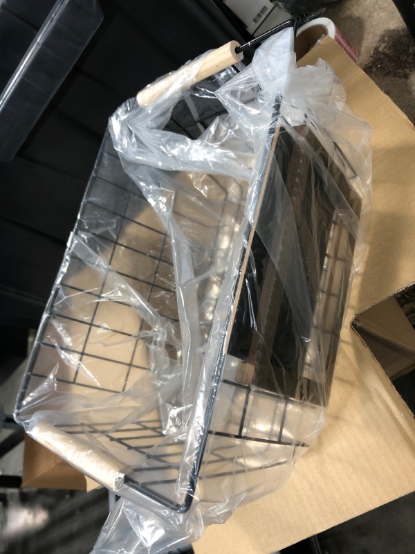 Photo 1 of **LARGE BASKET ONLY**
Wire Baskets for Storage Pantry, one Metal Wire Baskets with Chalkboard for Storage Shelves, Black Wire Basket with Wooden Handles, Farmhouse Organizer for Pantry Kitchen Cabinets Closets