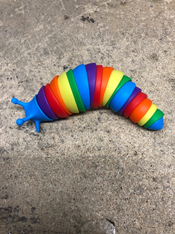 Photo 1 of 2022 ASMR Fidget Slug Toy Sensory Slug 3D Printed Slug Flexible Decompression Slug for Relaxing Articulated Rainbow Slug Fidget Toy Caterpillar (Rainbow Red)
