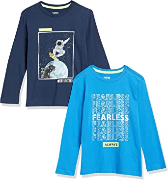 Photo 1 of Amazon Essentials Boys' Long-Sleeve T-Shirts (Previously Spotted Zebra), Multipacks-SMALL
