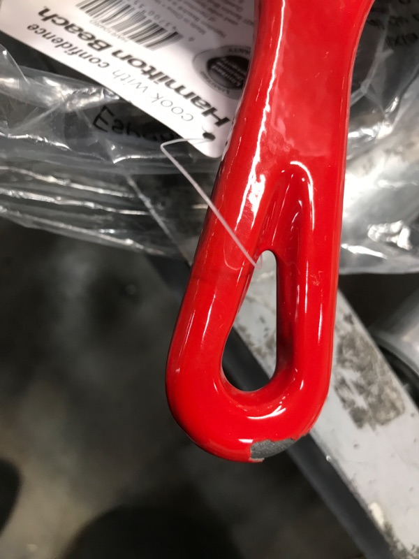 Photo 1 of Hamilton Beach Enameled Cast Iron Fry Pan 12-Inch Red, Cream Enamel coating, Skillet Pan For Stove top and Oven, Even Heat Distribution, Safe Up to 400 Degrees, Durable and Clean Fry 12-Inch Red 2