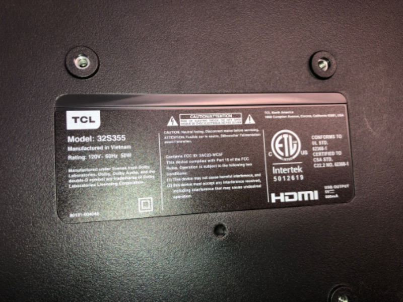 Photo 6 of TCL 32" CLASS 3-SERIES HD LED SMART ROKU TV - 32S355 (DOES NOT INCLUDE LEGS)