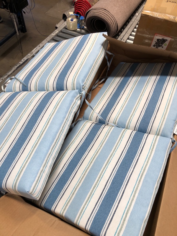 Photo 2 of 1 PAIR********Arden Selections Outdoor Dining Chair Cushion 20 X 20 French Blue Linen Stripe