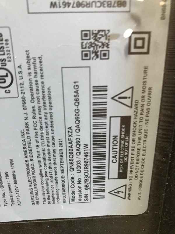 Photo 3 of **MISSING REMOTE/SCREWS**   SAMSUNG 65-Inch Class Neo QLED 4K QN85B Series Mini LED Quantum HDR 24x Smart TV(QN65QN85BAFXZA, 2022 Model) 