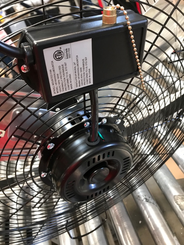 Photo 4 of **NEW**  Simple Deluxe 24 Inch Industrial Wall Mount 3 Speed Commercial Ventilation Metal Fan for Warehouse, Greenhouse, Workshop, Patio, Factory and Basement, Black 24 Inch 1-Pack