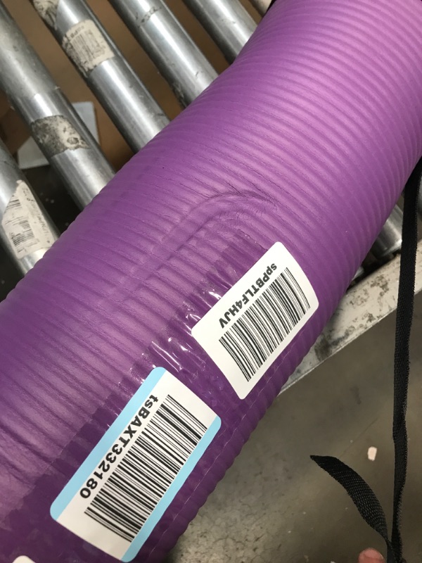 Photo 3 of **MINOR DEFORMITIES**  BalanceFrom All Purpose 1/2-Inch Extra Thick High Density Anti-Tear Exercise Yoga Mat with Carrying Strap and Yoga Blocks Purple Mat Only