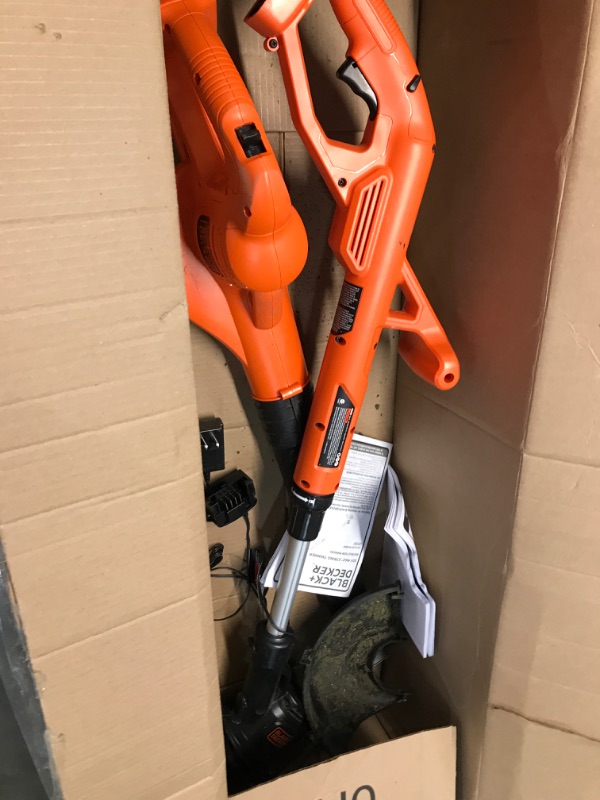 Photo 2 of **MISSING BATTERIES/USED**   BLACK+DECKER 20V MAX String Trimmer/Edger & Sweeper Kit with Trimmer Line, 30-Foot, 0.065-Inch, 3-Pack (LCC222 & AF-100-32P) 2 Battery Kit 