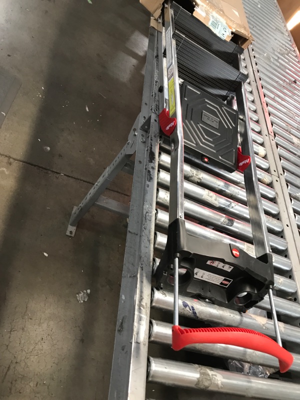 Photo 2 of **USED/DAMAGED**   Hailo L100 TopLine | Aluminum folding stepladder | Four steps | Extendable safety rail | Integrated multifunctional storage tray | Folding safety mechanism with platform locking | Item holding options