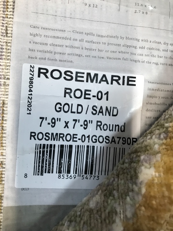 Photo 3 of **USED**  Chris Loves Julia x Loloi Rosemarie Collection ROE-01 Gold / Sand 7'-9" x 7'-9" Round Area Rug Round Gold / Sand 7 ft 9 in x 7 ft 9 in