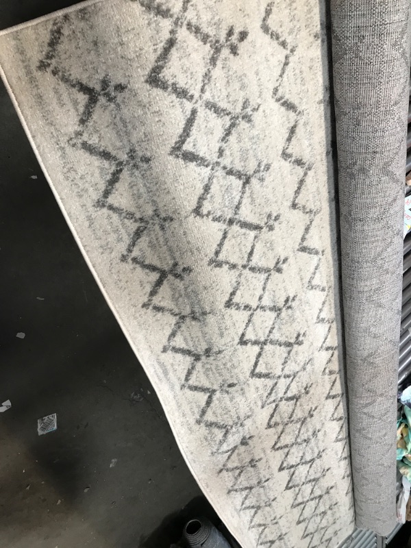 Photo 1 of **USED**  Large Area Rug- Off-White with Grey Pattern- unspecified dimensions 