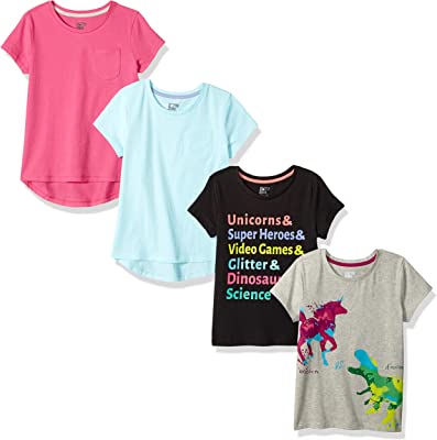 Photo 1 of Amazon Essentials Girls and Toddlers' Short-Sleeve T-Shirt Tops, med