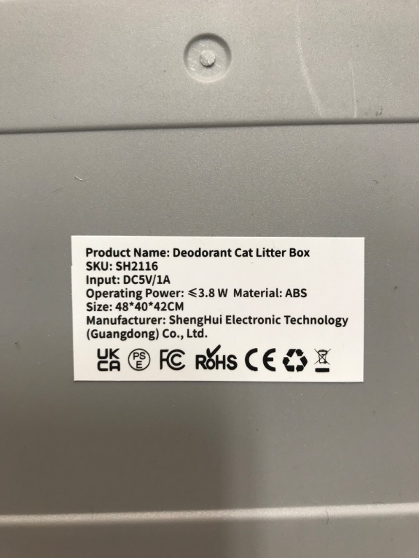Photo 5 of **MISSING POWER CORD**Smart Odor Removal Cat Litter Box, Covered Kitty Litter Box Extra Large Space, Enclosed Litter Box with Lid for Multiple Indoor Cats, Easy Clean, and Assemble, Includes Scoop and Mat
