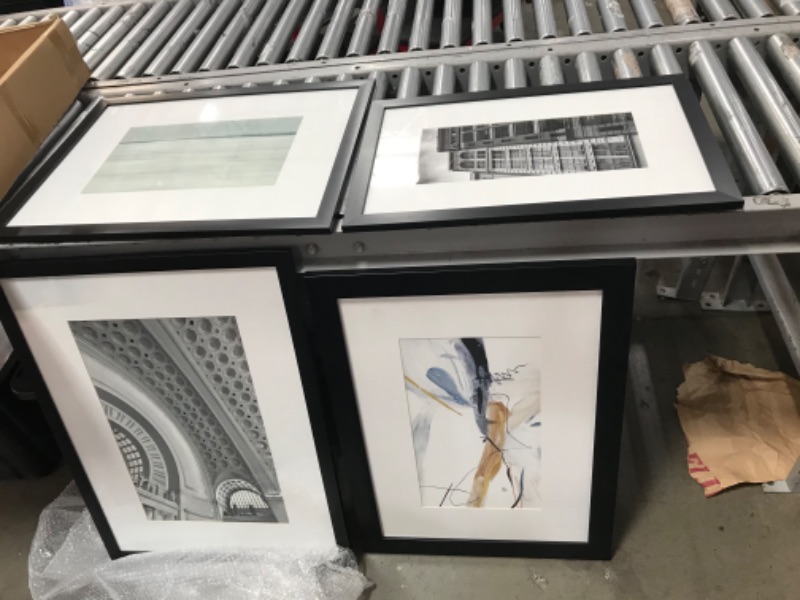 Photo 1 of 4 Piece Miscellaneous Black Framed Artwork, Various Sizes