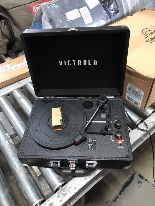 Photo 2 of Victrola Vintage 3-Speed Bluetooth Portable Suitcase Record Player with Built-in Speakers | Upgraded Turntable Audio Sound| Includes Extra Stylus | Black, Model Number: VSC-550BT-BK, 1SFA