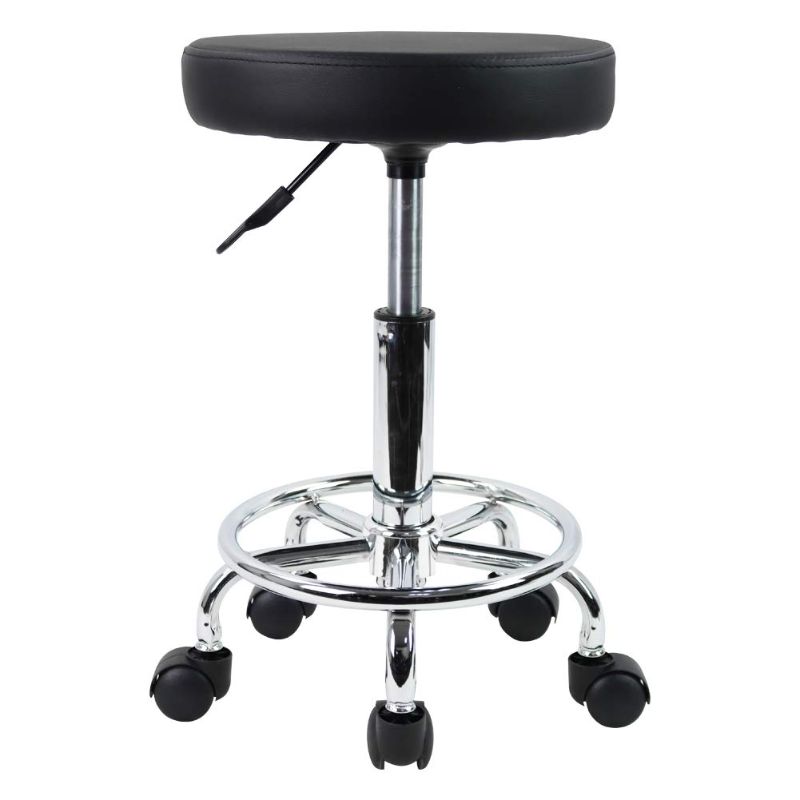 Photo 1 of KKTONER PU Leather Round Rolling Stool with Foot Rest Swivel 