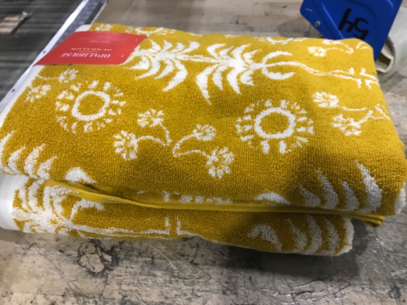 Photo 1 of Palm Frond Jacquard Bath Towel Yellow - Opalhouse Designed with Jungalow 2pack
