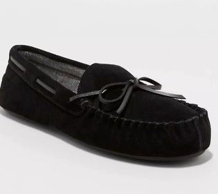 Photo 1 of Goodfellow & Co Men's Black Topher Moccasin Suede Leather Slippers Size 8
