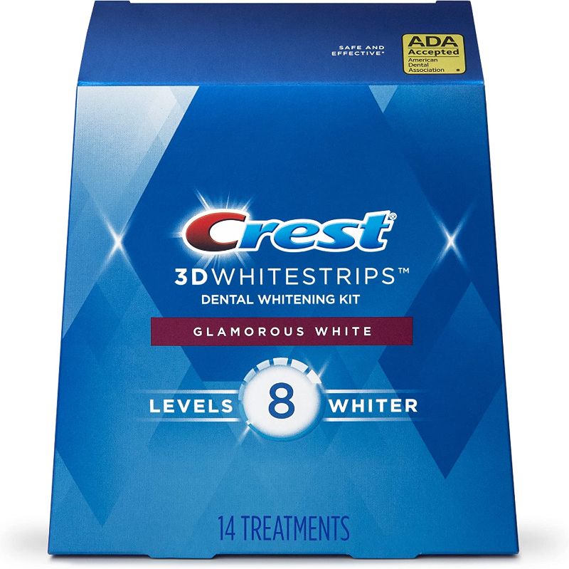 Photo 1 of Crest 3D Whitestrips, Glamorous White, Teeth Whitening Strip Kit, 28 Strips (14 Count Pack)
