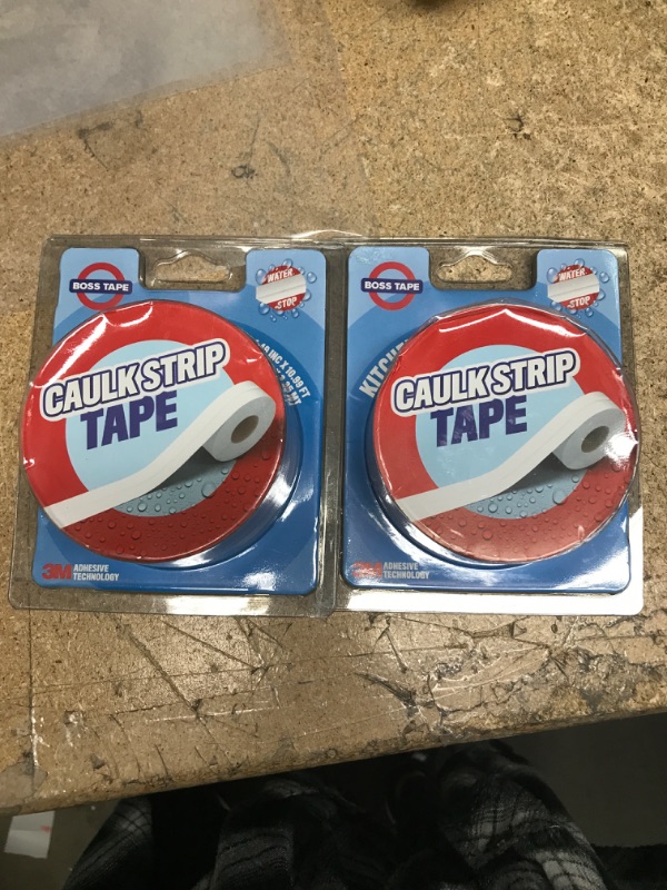 Photo 2 of  2 pack** Boss Tape Caulk Strip Tape - Self Adhesive Powered by 3M Adhesive Technology for Kitchen and Bathrooms in White Color (Length 10.99 ft x 1.49 inch / 3.35 Mt x 38 mm) Caulk Tape 10.99 ft x 1.49 inch