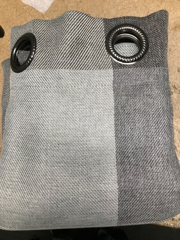 Photo 1 of Romantex Grey Buffalo Plaid Curtains 95 Inch for Living Room Semi Sheer Neutral Curtains Checkered Pattern Linen Textured Weighty Classic Farmhouse Window Treatment Set Grommet Top 52" Wx95 L 2Panels 52"Wx95"L| Pair Grey