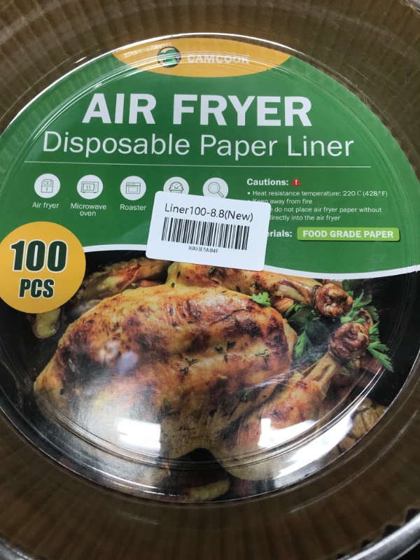 Photo 1 of  2 pack**Camcook Air Fryer Disposable Paper Liner, 100PCS Non-Stick Oil Resistant Parchment Paper For Air Fryer 2-5 QT, Food Graded Oil-proof Parchment Paper For Baking, Roasting, Microwave, Oven 8-inch