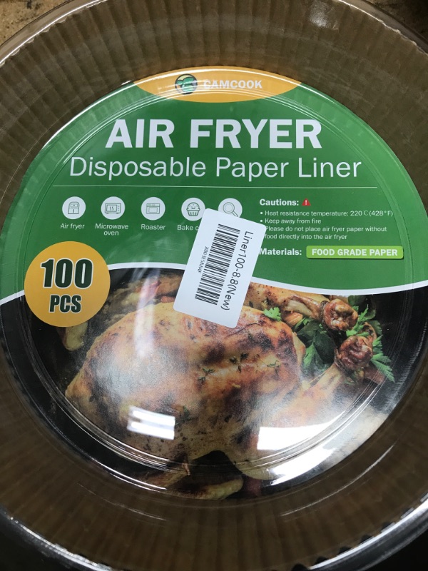 Photo 2 of  2 pack** Camcook Air Fryer Disposable Paper Liner, 100PCS Non-Stick Oil Resistant Parchment Paper For Air Fryer 2-5 QT, Food Graded Oil-proof Parchment Paper For Baking, Roasting, Microwave, Oven 8-inch