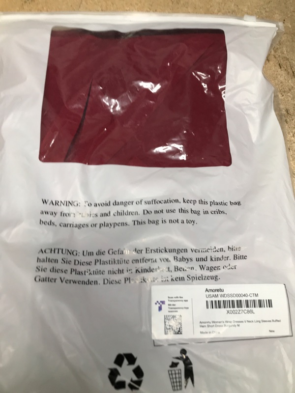 Photo 1 of Amoretu Womens Short/Long Sleeve Dress Wrap V Neck Ruffle Hem Mini Summer Fall Dresses Medium Long Sleeve:burgundy
