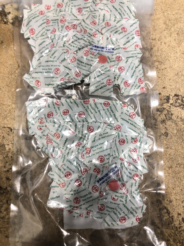 Photo 1 of TWO PIECE SET O2frepak 200CC(100-Pack) Food Grade Oxygen Absorbers Packets For Food Storage,Oxygen Absorbers Storage Packets With Oxygen Indicator In Vacuum Bag And 3 Times Oxygen Absorption Capacity 1 200CC(100-Pack)