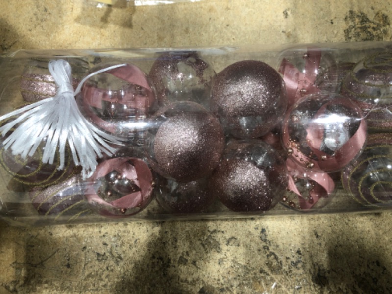 Photo 1 of MELOKI 24ct Christmas Ball Ornaments, 3.15'' Shatterproof Plastic Christmas Ornaments Set Christmas Tree Decorations Ornaments Set for Holiday Xmas Tree Wedding Rose Gold 3.15" 24pcs