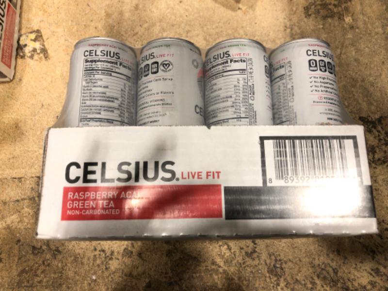 Photo 1 of CELSIUS Raspberry Acai Green Tea, Functional Essential Energy Drink 12 Fl Oz (Pack of 12) Raspberry Acai Green Tea 12 Fl Oz (Pack of 12) EXP 05/24