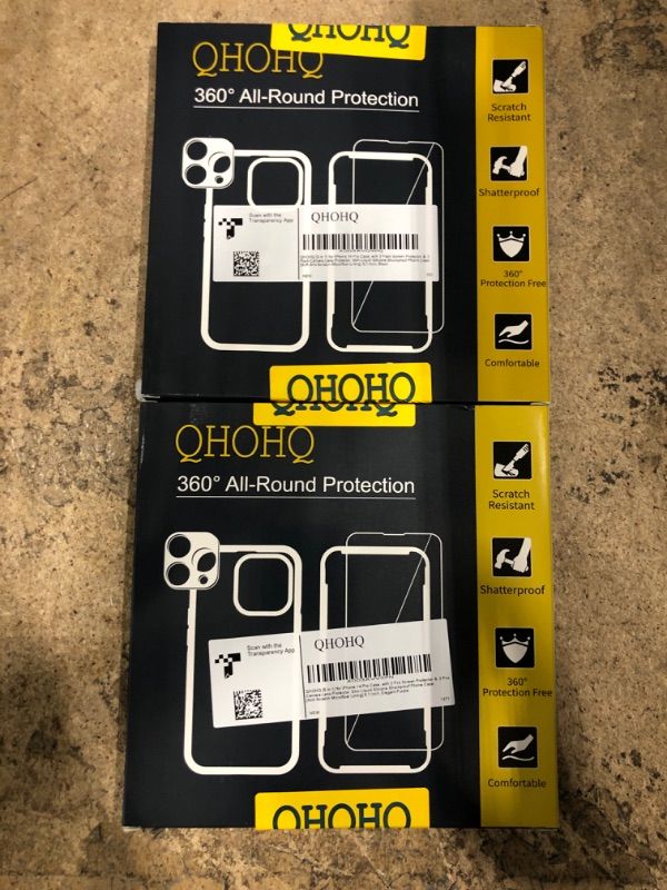 Photo 1 of TWO PIECE SET QHOHQ [5 in 1] for iPhone 14 / iPhone 13 Case, with 2X Screen Protector + 2X Camera Lens Protector, Soft Silicone Military Shockproof Slim Thin Phone Case 6.1 Inch, Midnight Green