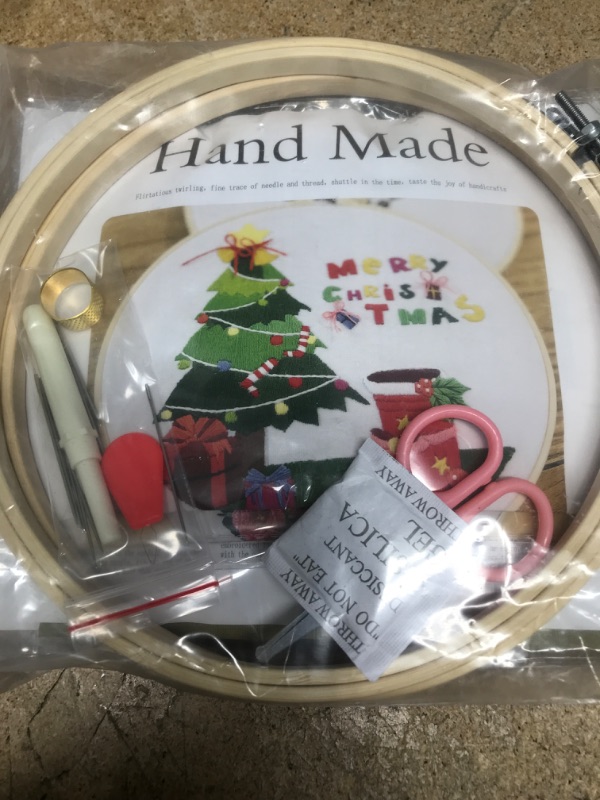 Photo 1 of UNICROWN 4 Sets Embroidery Starter kit Cross Stitch Kits for Beginners Adults Kids,Embroidery Stitch Practice Kits for Christmas Gift,Include 4 Embroidery Clothes with Pattern,2 Embroidery Hoops