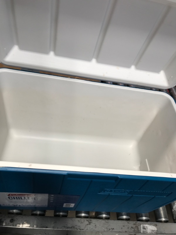 Photo 3 of **USED**  Coleman Chiller Series 48qt Insulated Portable Cooler, Ice Retention Hard Cooler with Heavy Duty Handles Ocean Blue