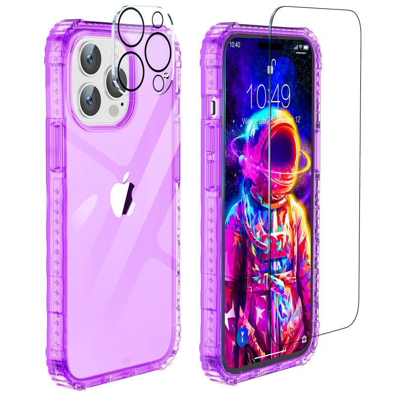 Photo 1 of KEVKEEK DESIGNED FOR IPHONE 14 PRO CASE CLEAR - MILITARY GRADE SHOCKPROOF PROTECTIVE COVER WITH SCREEN & CAMERA PROTECTORS FOR WOMEN, NON-YELLOWING SLIM THIN CUTE PHONE CASE FOR GIRLS, PURPLE IPHONE 14 PRO(2022)-3CRYSTAL PURPLE
