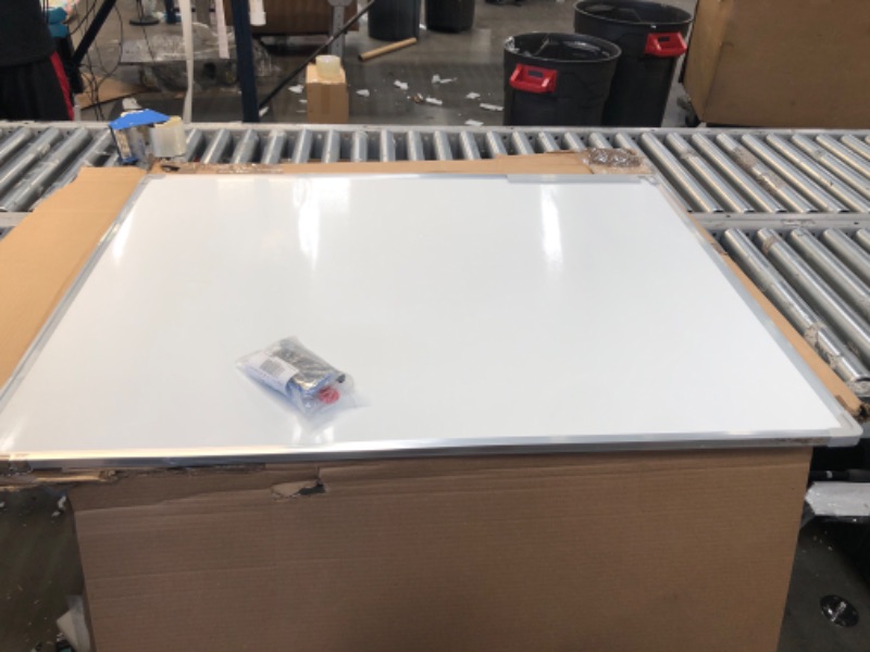 Photo 2 of DENTED BOARD/FRAME**Electriduct 48 x 36 Inches Magnetic Dry Erase Whiteboard with Pen Tray, Marker, Magnets and Dry Eraser 48 x 36 Inch (1 Board) White